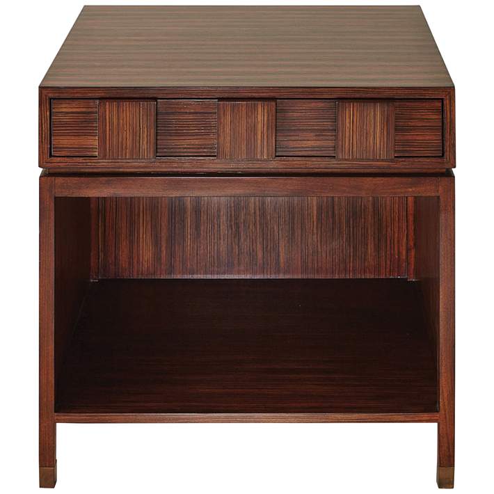 Quad 26 Wide Block Zebra Wood 1 Drawer Bedside Table 80y35