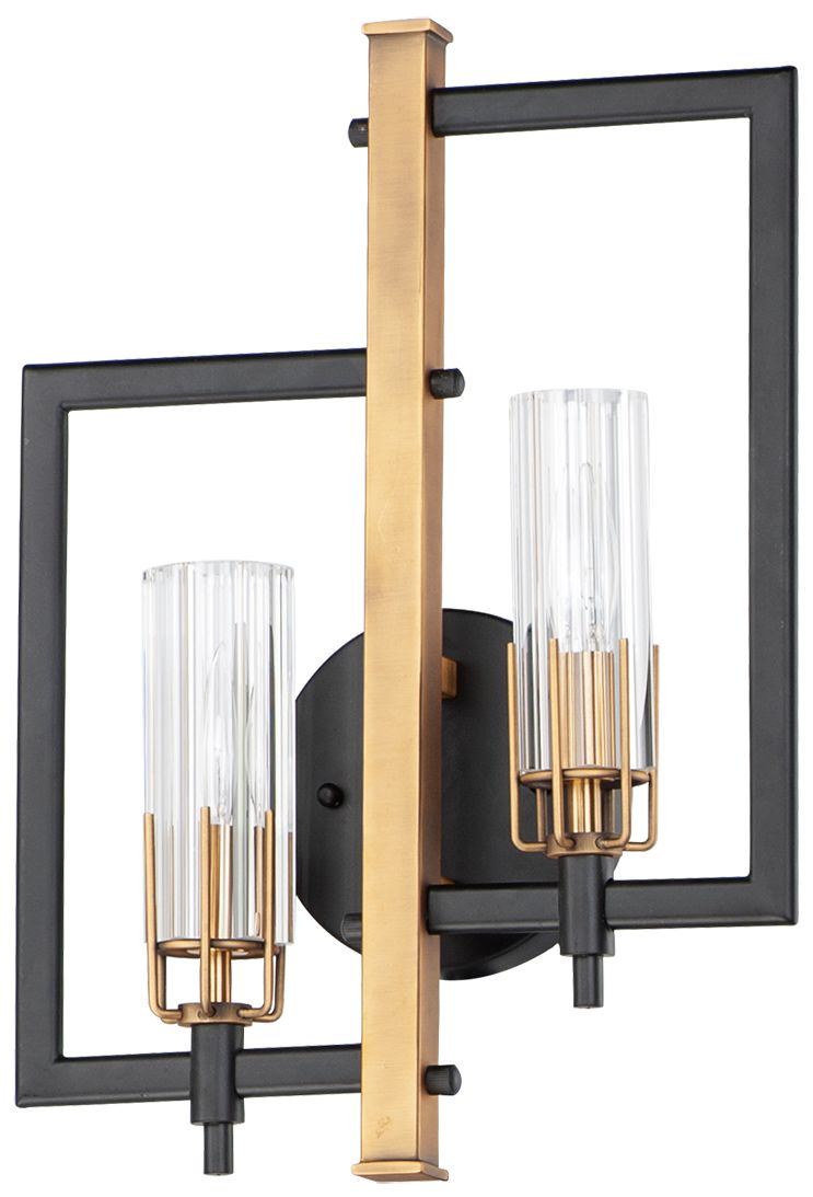 Flambeau 18"H Black and Antique Brass 2-Light Wall Sconce