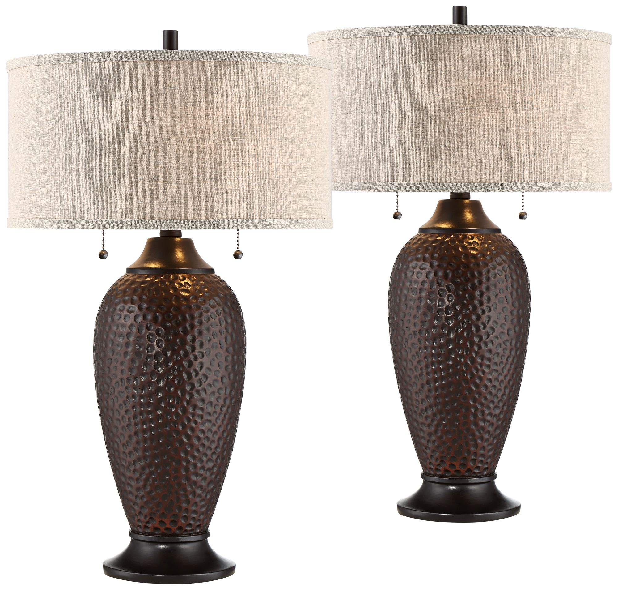 Cody Hammered Bronze Lamps Set of 2 with Table Top Dimmers