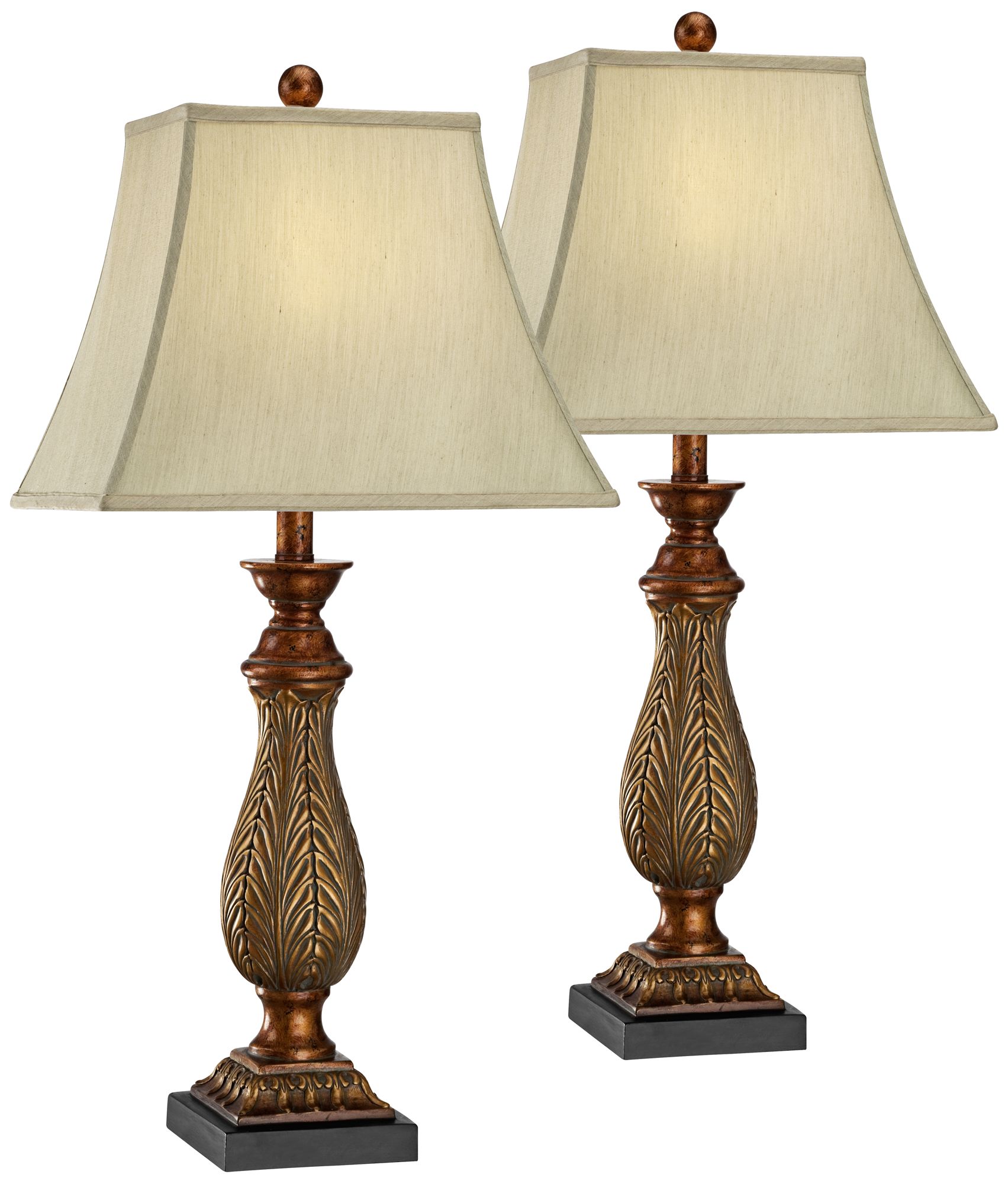 Two-Tone Gold Table Lamps Set of 2 with Top Dimmers