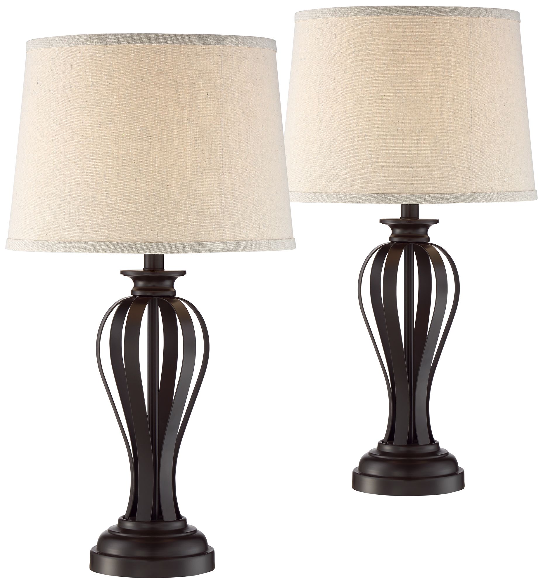 Freddie Bronze Table Lamps Set of 2 with Top Dimmers