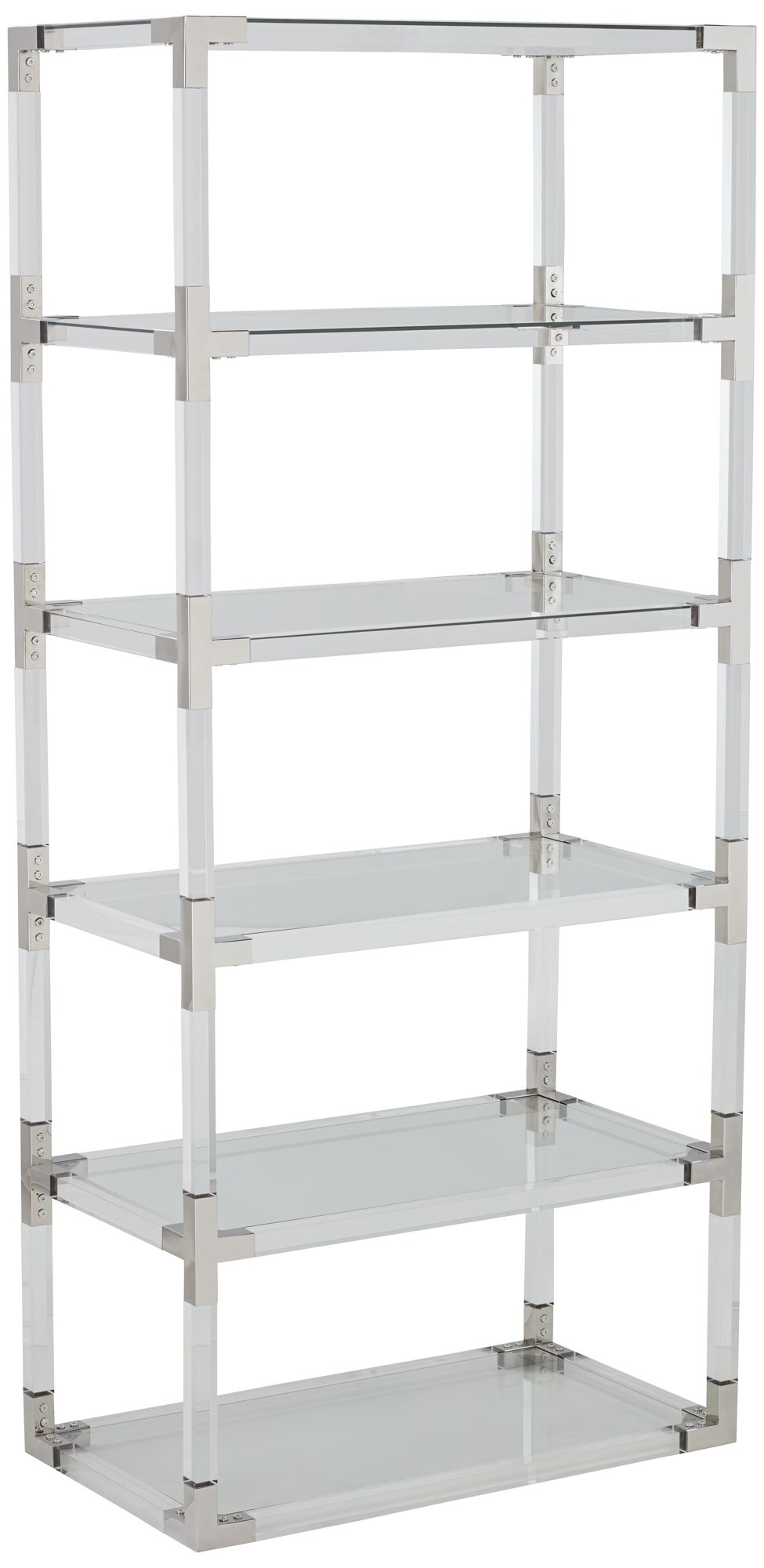 Hanna 70 3/4" Clear Acrylic and Chrome 6-Shelf Open Bookcase