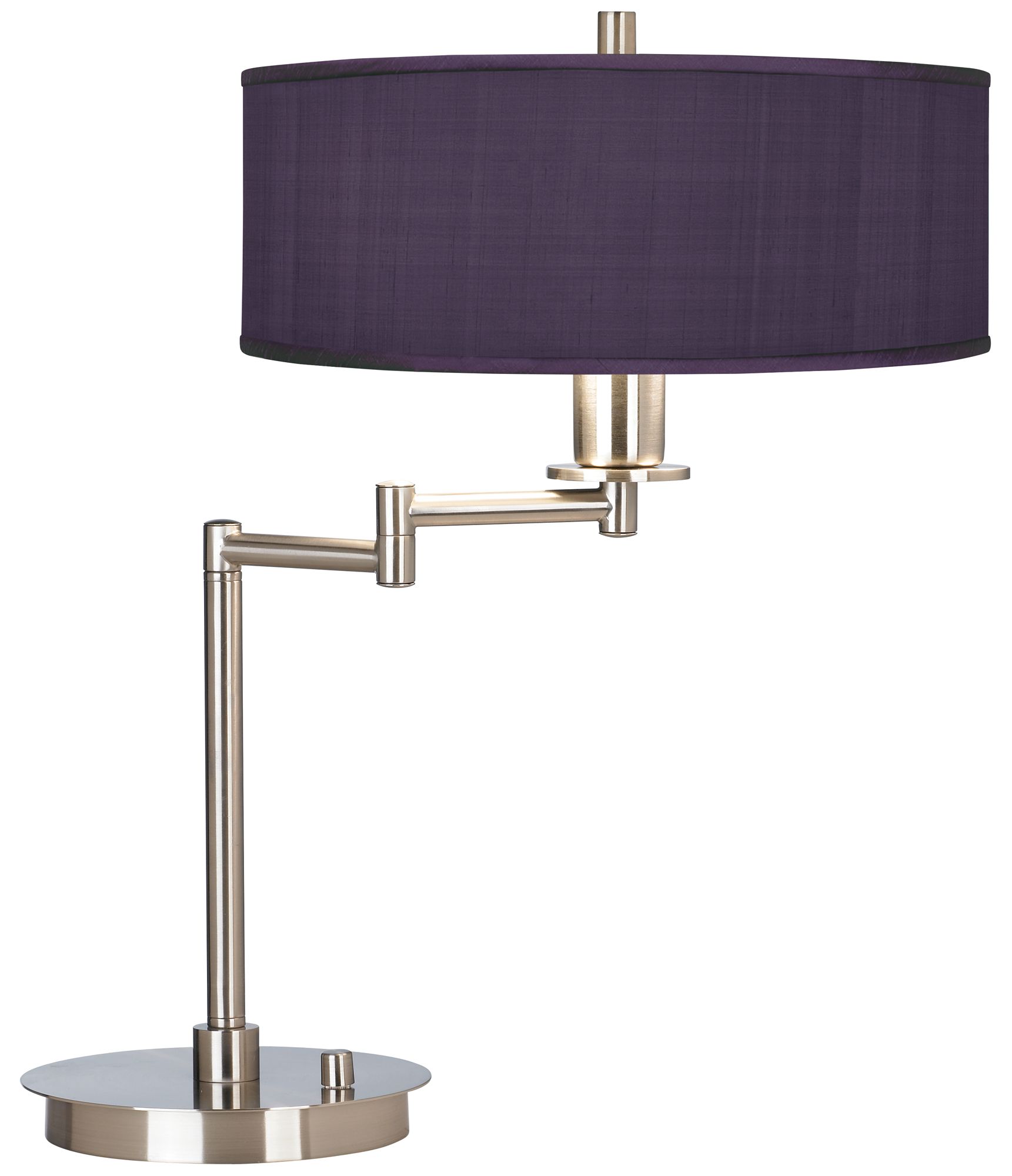 Eggplant Faux Silk Shade Modern LED Swing Arm Desk Lamp 81C85
