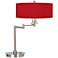 Red Textured Faux Silk Swing Arm LED Desk Lamp