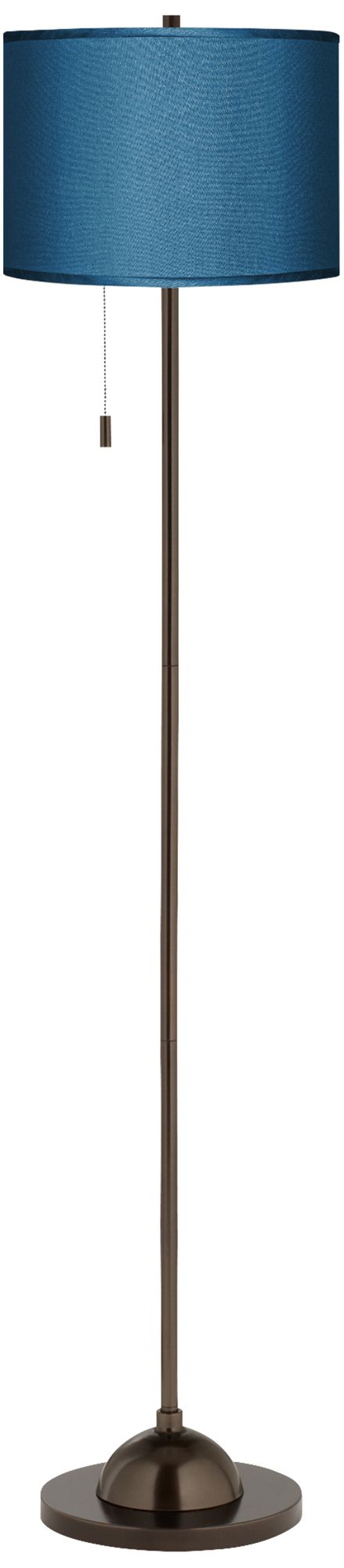 Blue Faux Silk Shade Bronze Club Floor Lamp 81D06 Lamps Plus