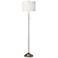 Cream Polyester Brushed Nickel Pull Chain Floor Lamp