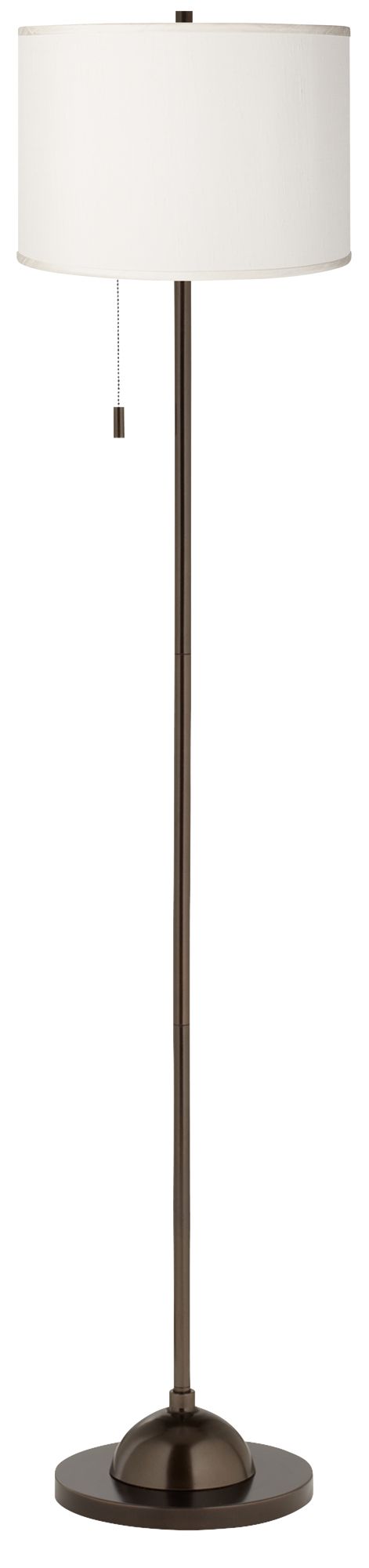Cream Faux Silk Shade Bronze Club Floor Lamp