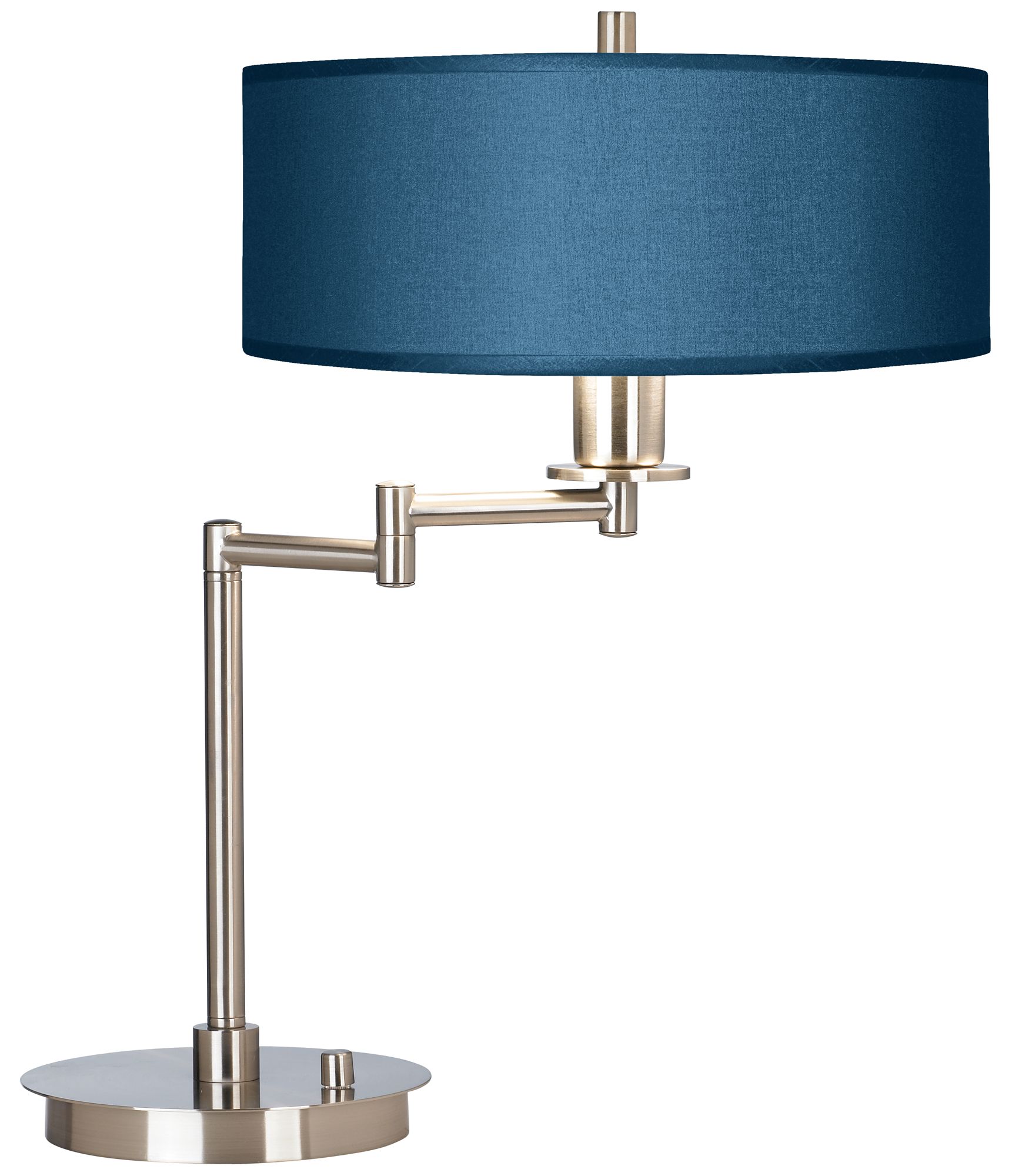 Blue Faux Silk CFL Swing Arm Desk Lamp