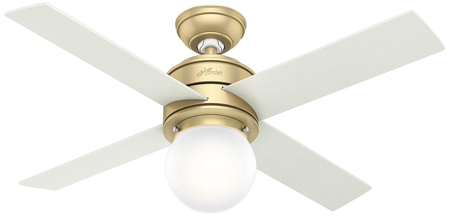 44" Hunter Hepburn Modern Brass LED Ceiling Fan
