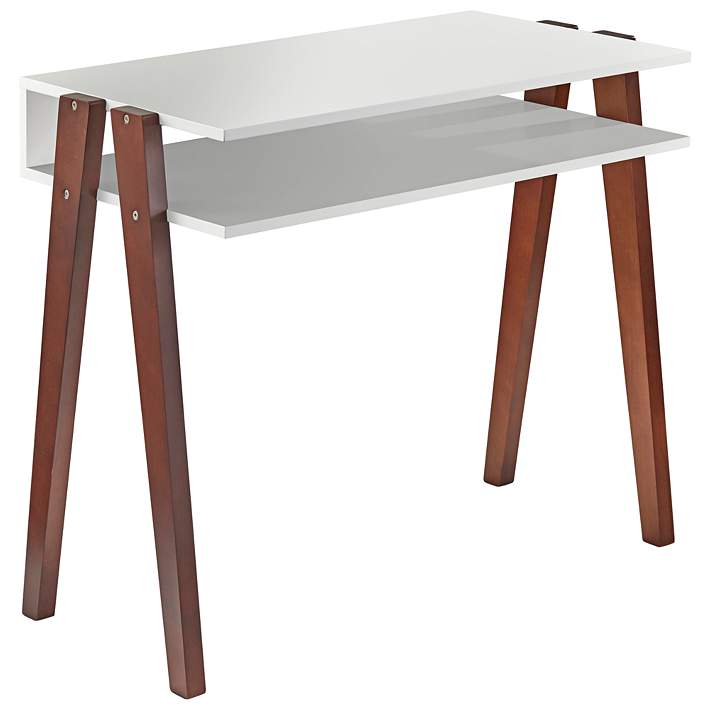 Laurel 33 1 2 Wide Painted White And Walnut Desk 81e46 Lamps