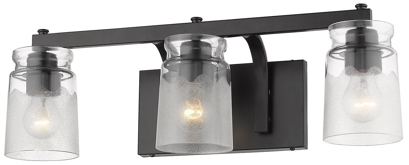 Travers 23" Wide Black Metal 3-Light Vanity Bath Light