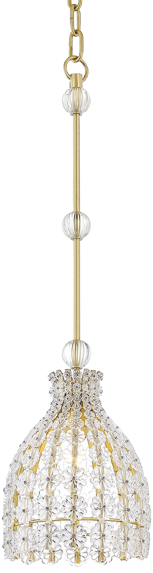 Floral Park 7 1/2" Wide Aged Brass Mini Pendant Light