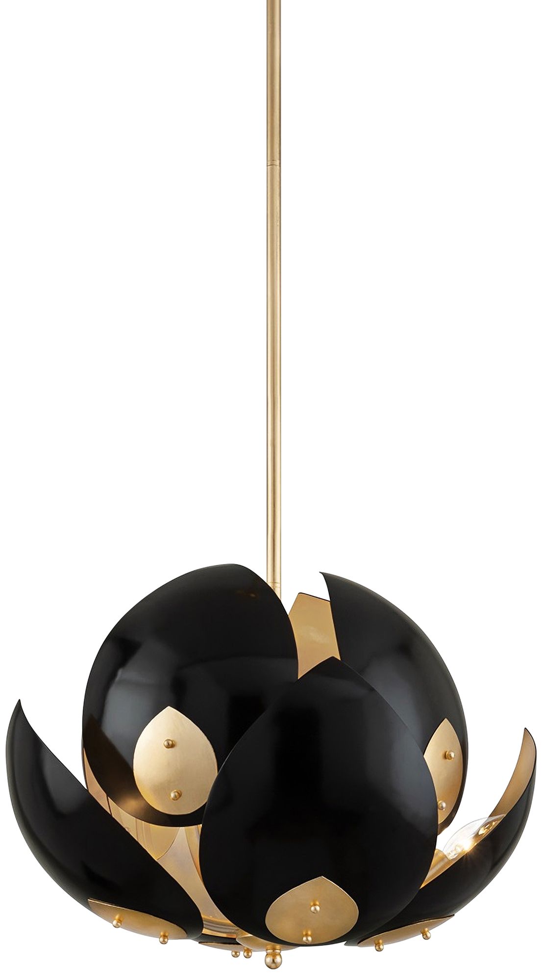 Hudson Valley Lotus 24"W Black and Gold Leaf Pendant Light