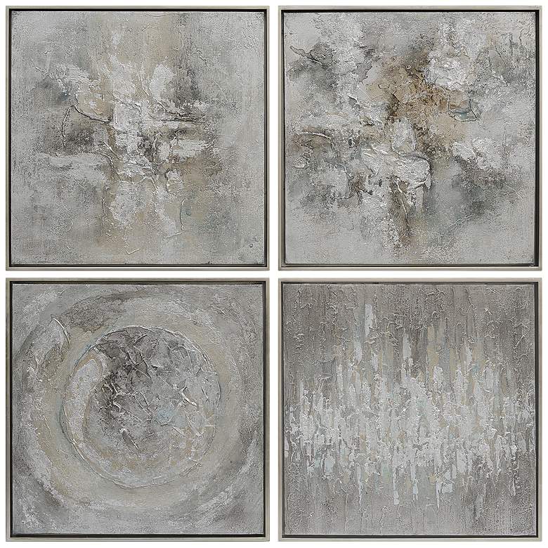 Abstract 20&quot; Square 4-Piece Oil Painting Framed Wall Art Set