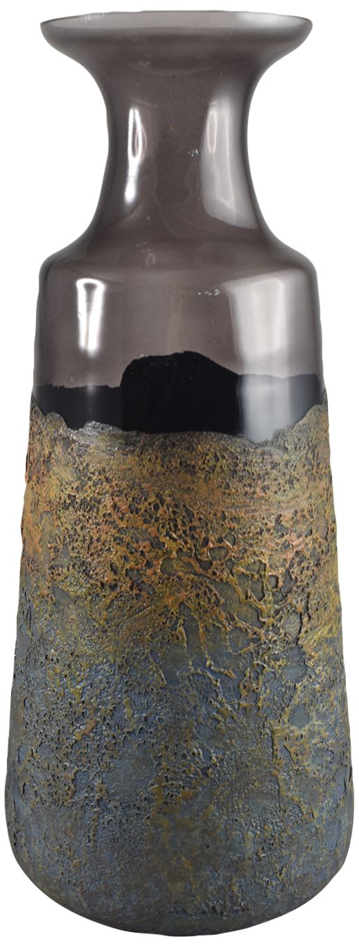Kai 19" High Molten Earth Textured and Smoke Glass Vase