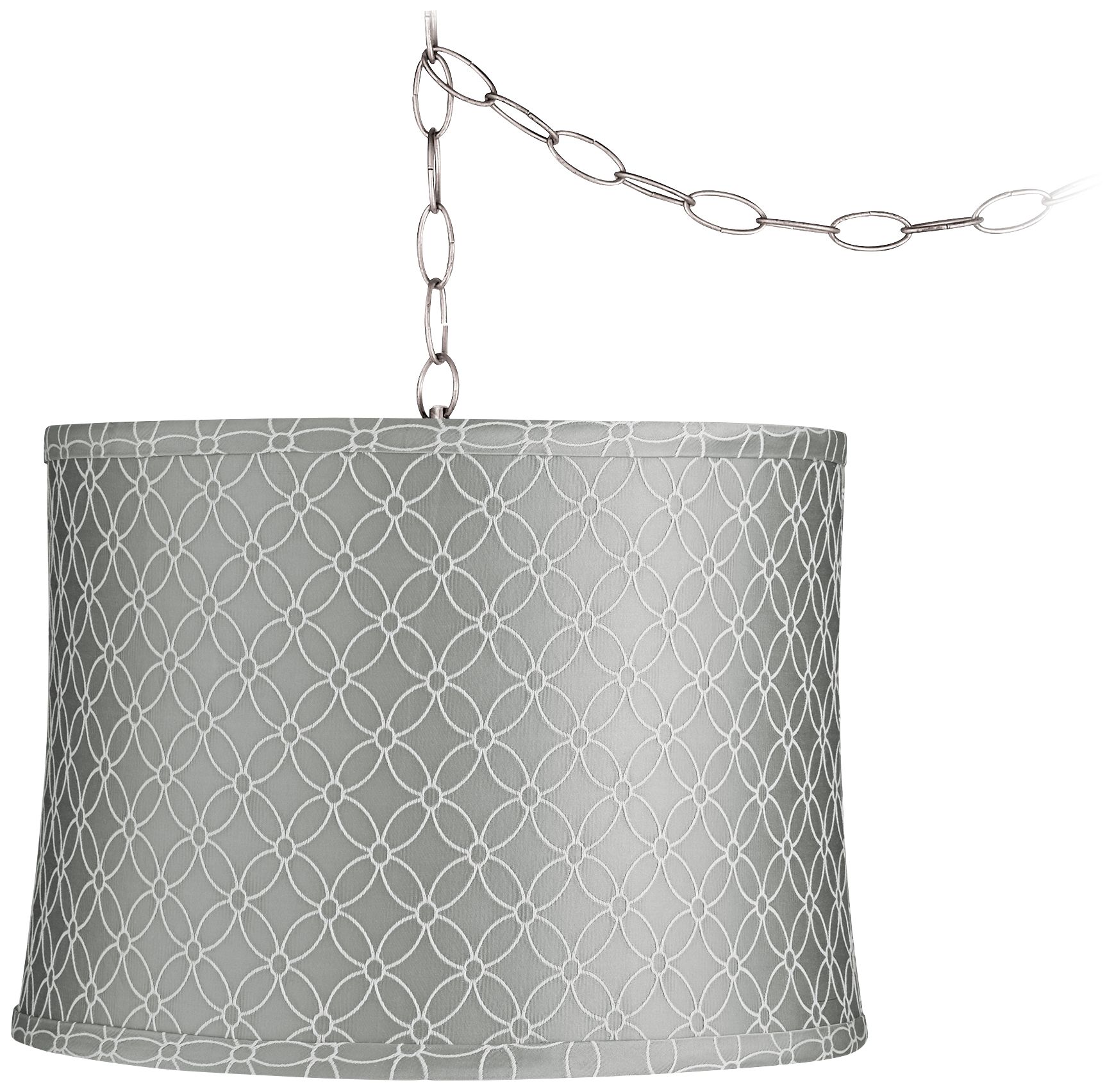 Gray An Qing 14" Wide Brushed Nickel Plug-In Swag Chandelier