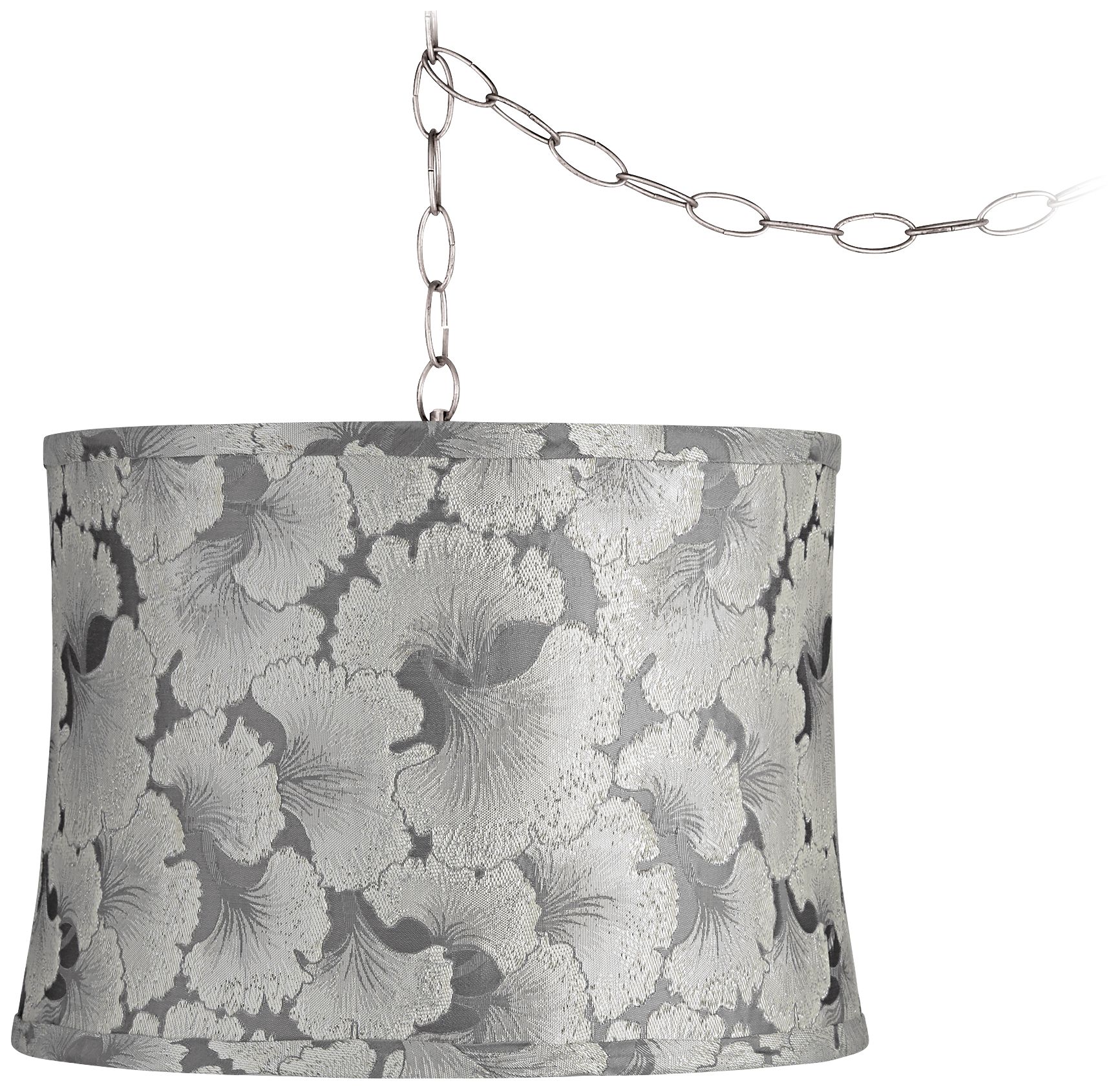 Silver Ginkgo 14" Wide Brushed Nickel Plug-In Swag Chandelier