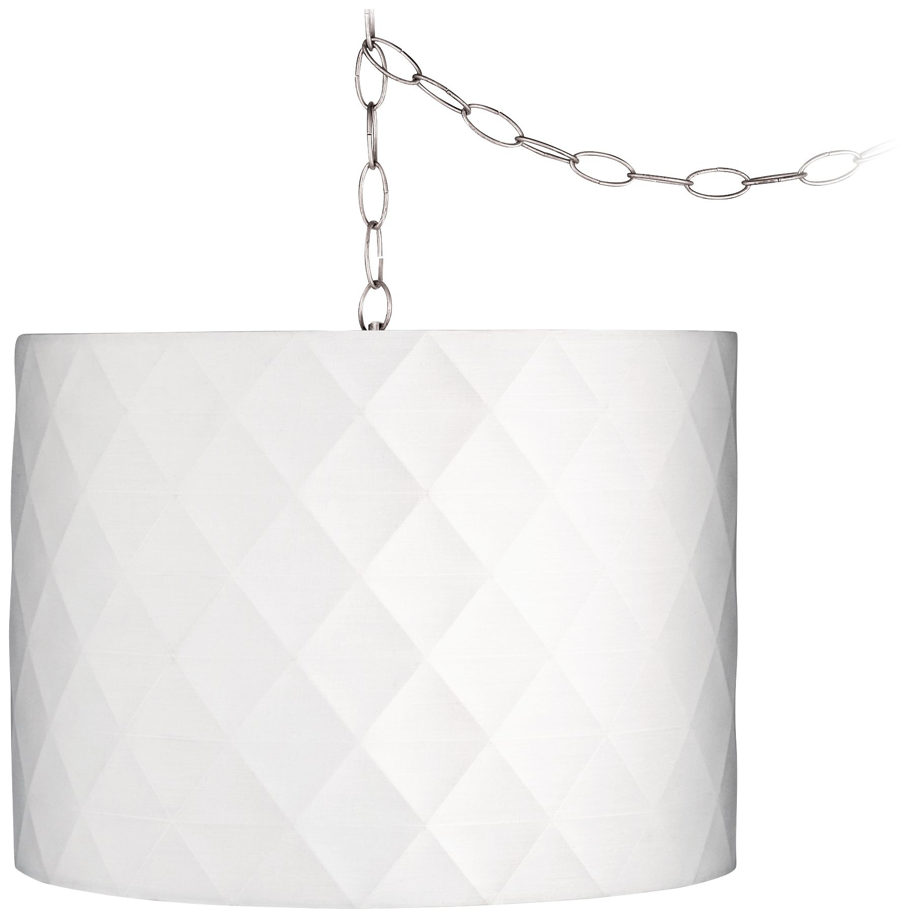 Off-White 15" Wide Brushed Nickel Plug-In Swag Chandelier