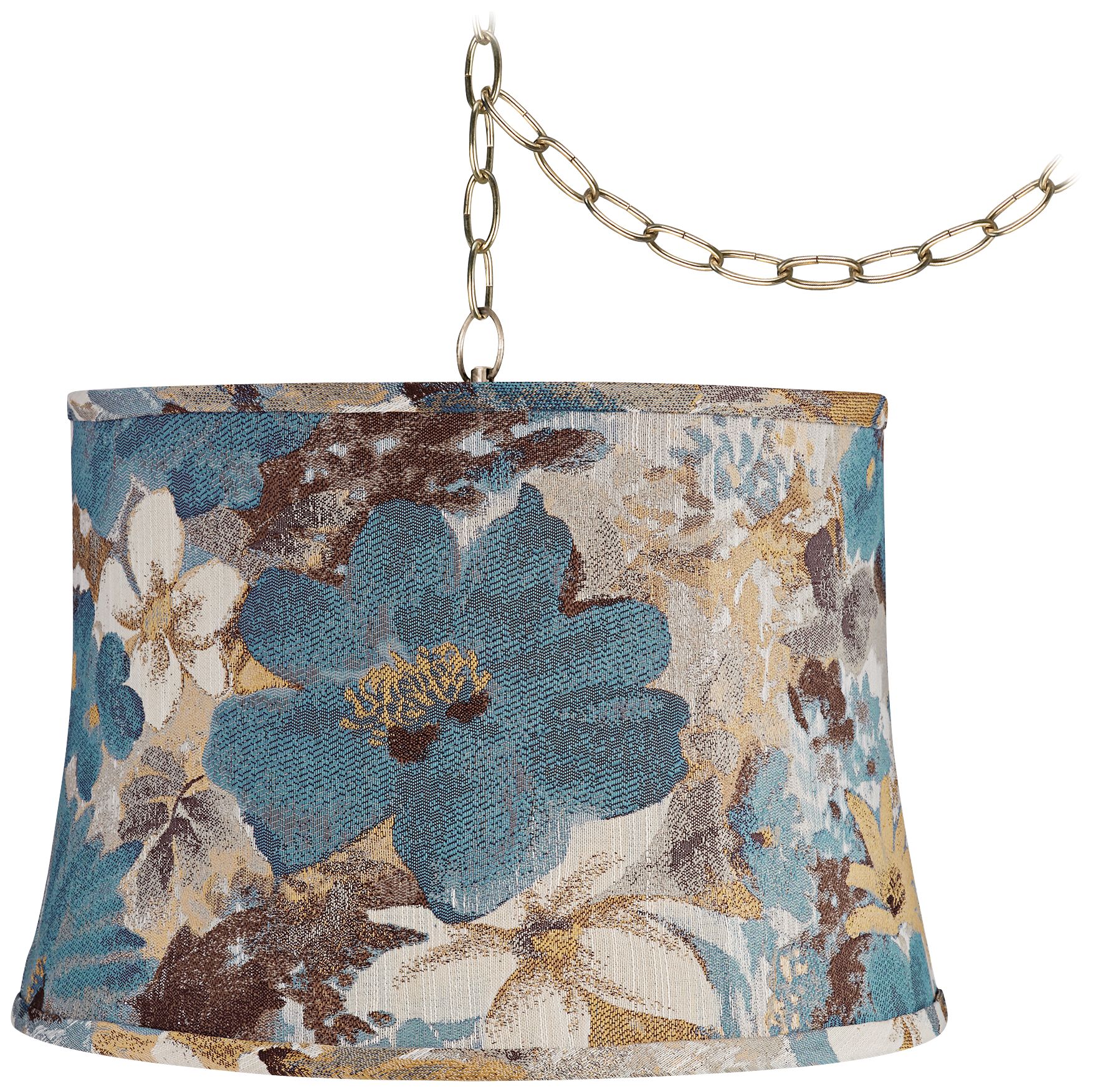 Notre Dame 16" Wide Antique Brass Plug-In Swag Chandelier