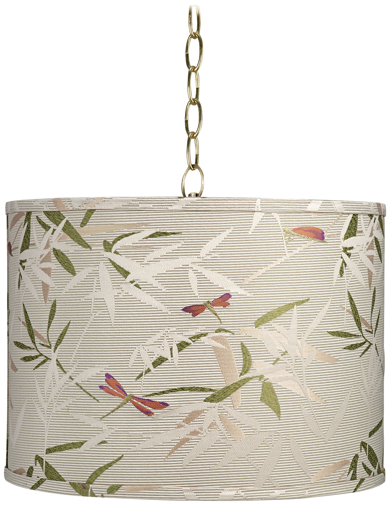 Golden Bamboo 15" Wide Antique Brass Shaded Pendant Light