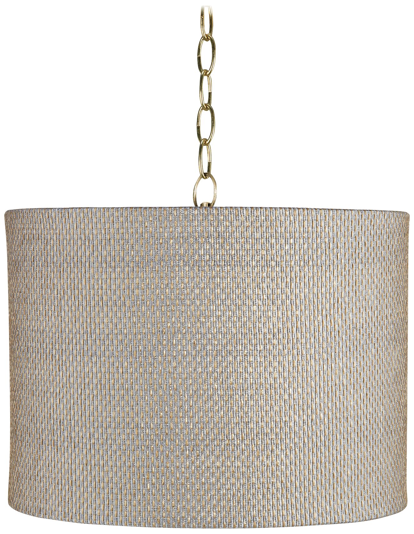 Gray and Gold 15" Wide Antique Brass Shaded Pendant Light
