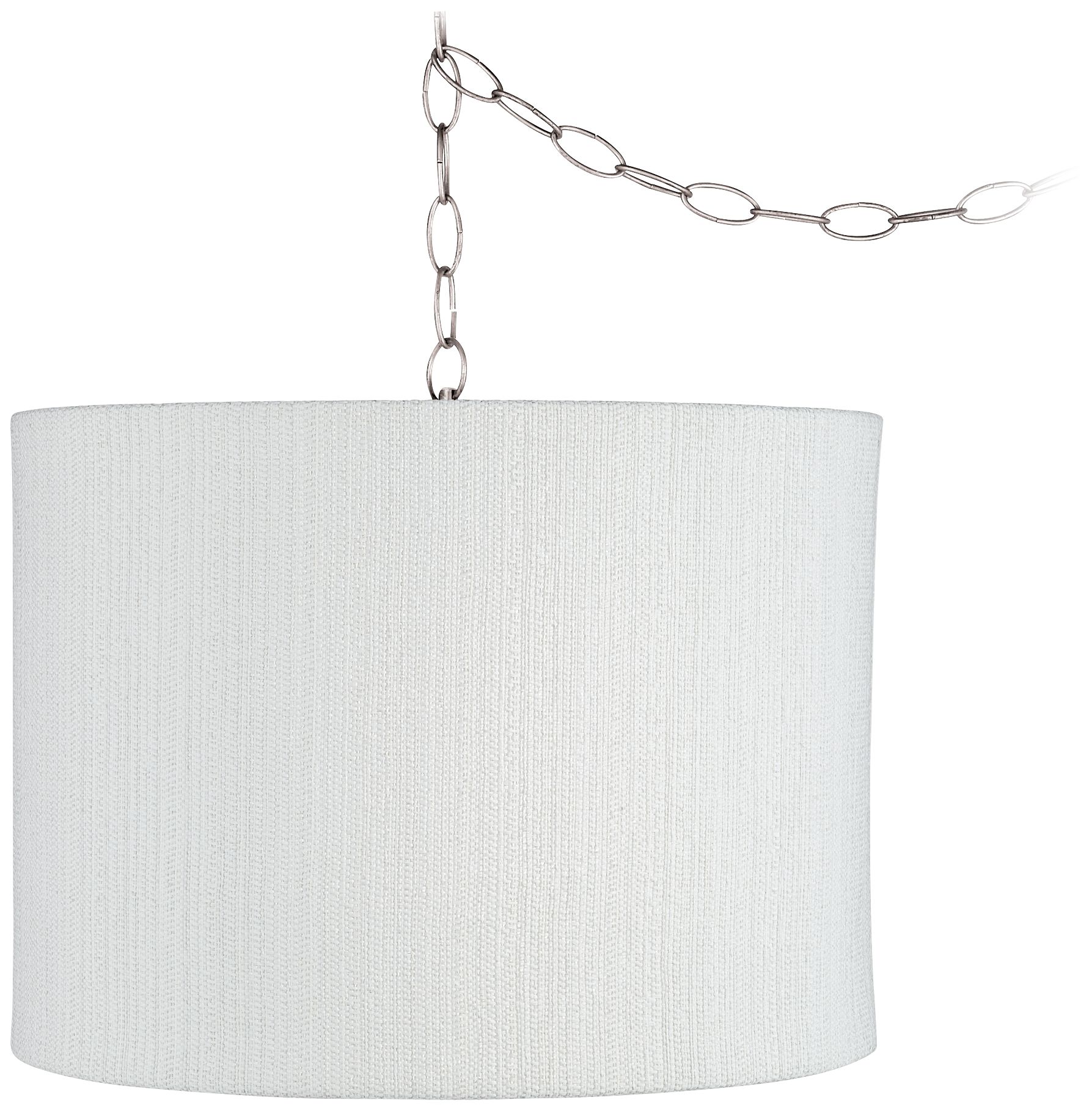 White Weave 15" Wide Brushed Nickel Plug-In Swag Chandelier