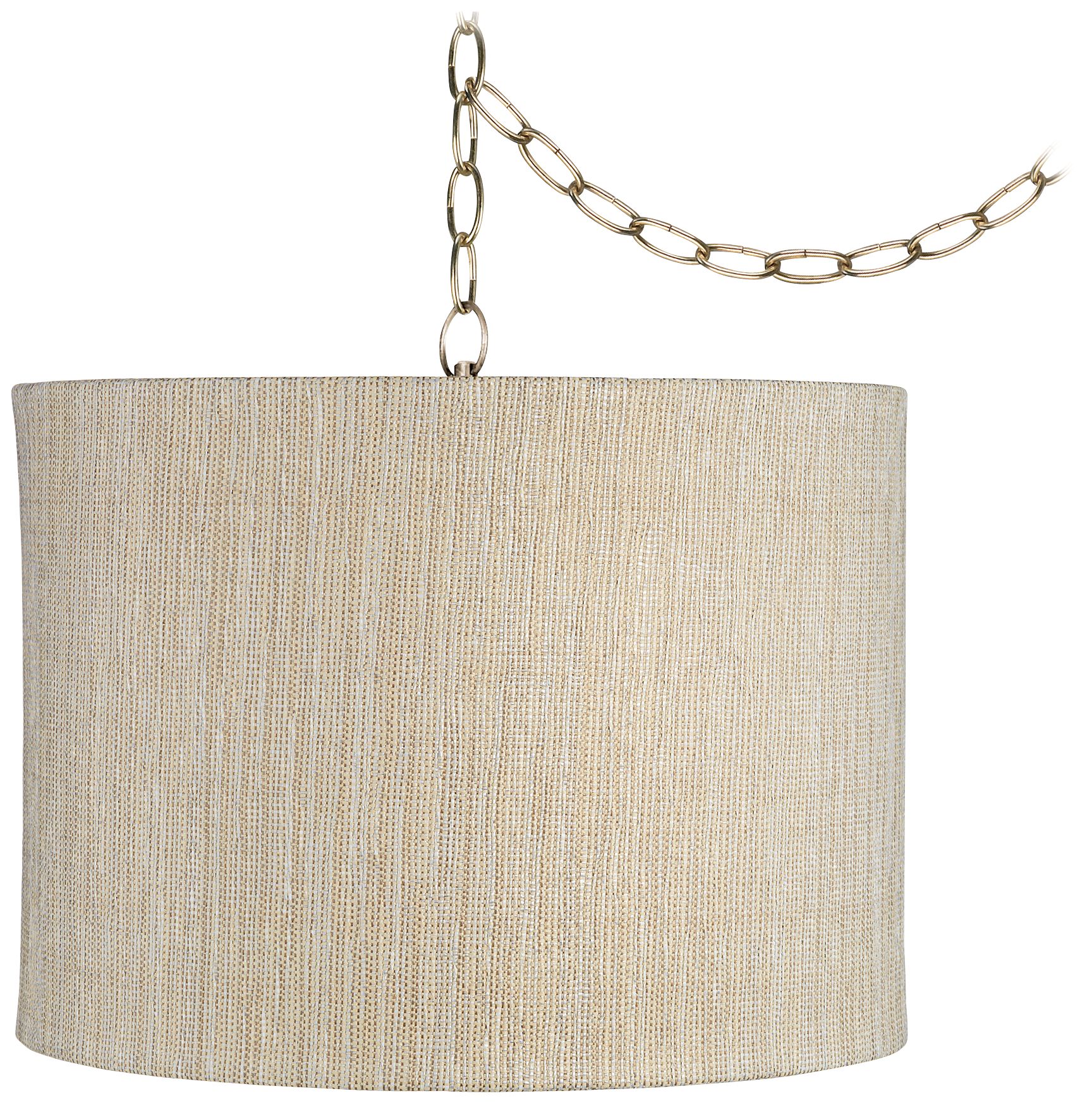 Gold and Silver 15" Wide Antique Brass Plug-In Swag Chandelier