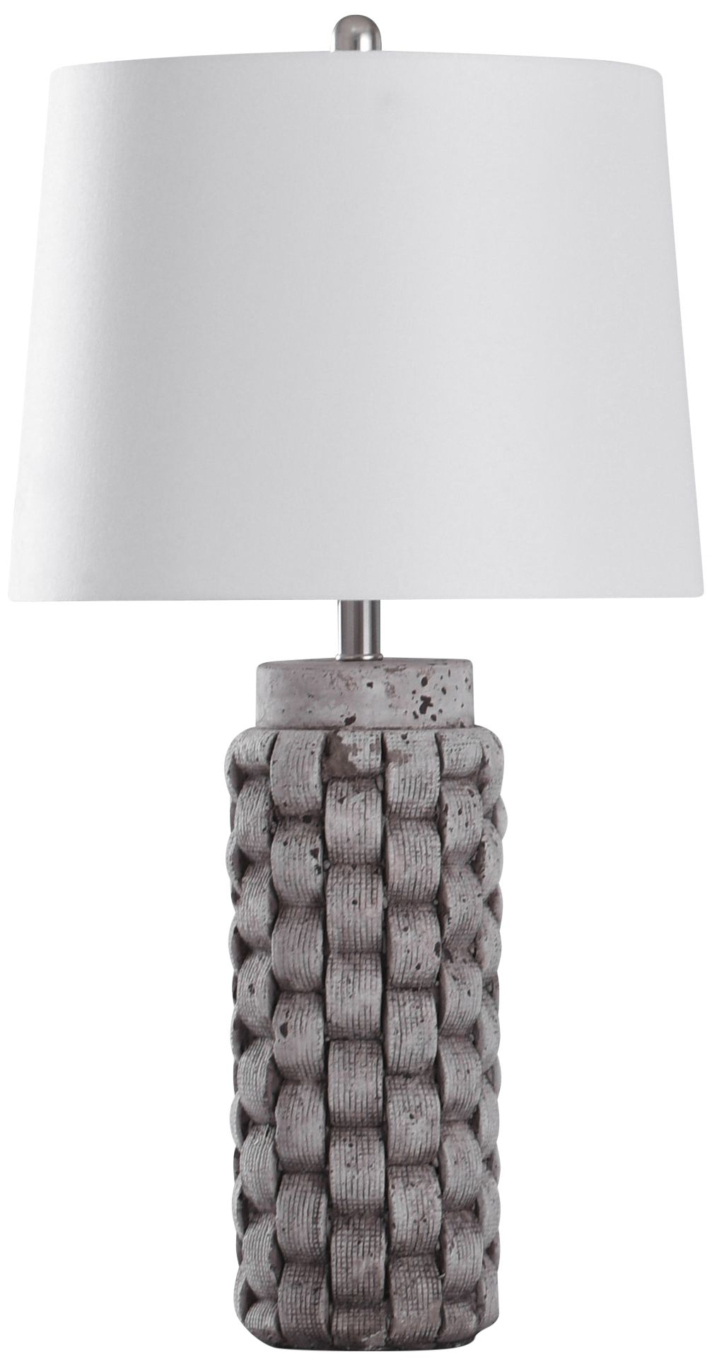 Artherstone Textured Gray Weave Table Lamp with White Shade