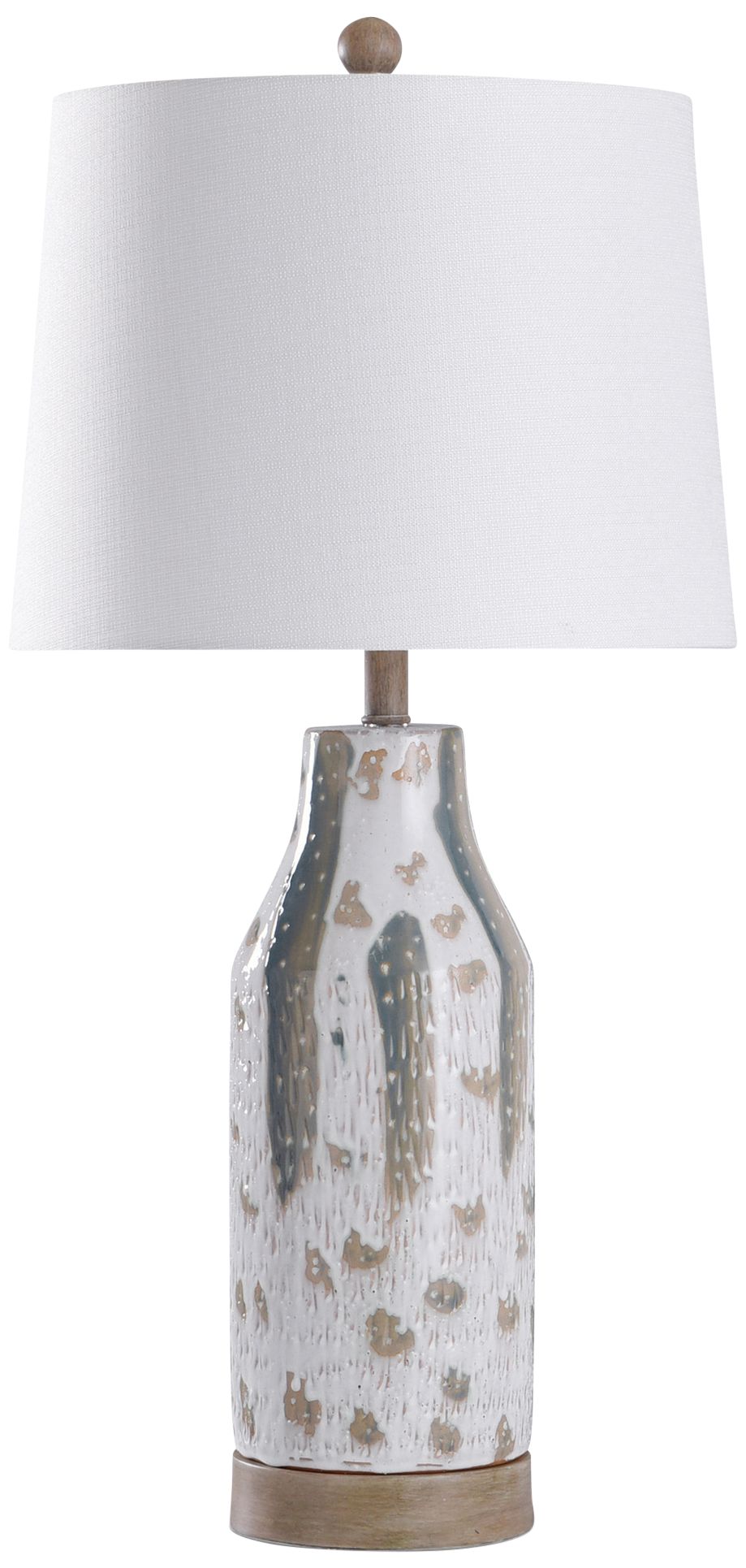 Romani Sage and White Textured Glazed Ceramic Table Lamp