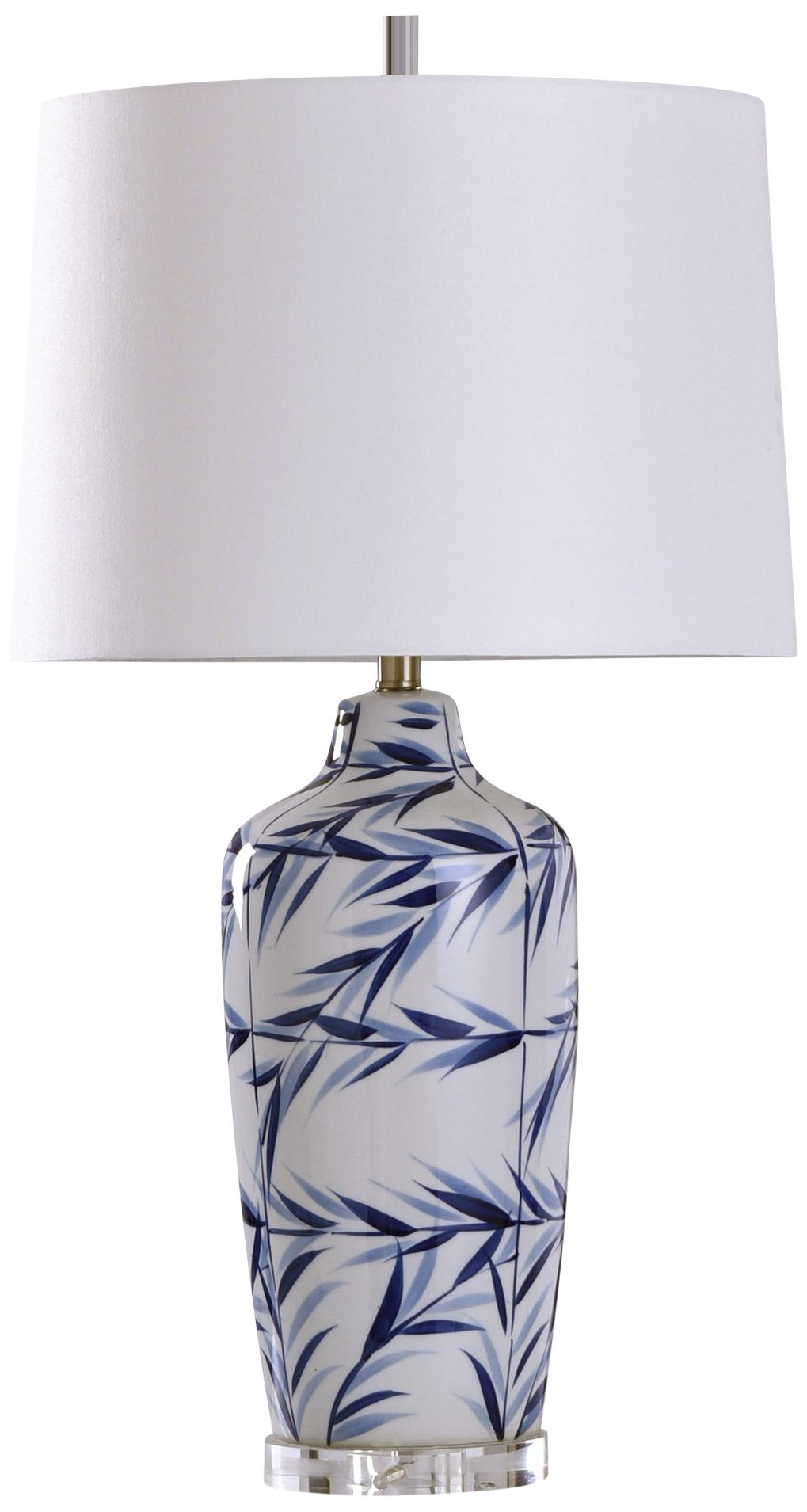 Hesper Blue and White Leaf Pattern Ceramic Table Lamp