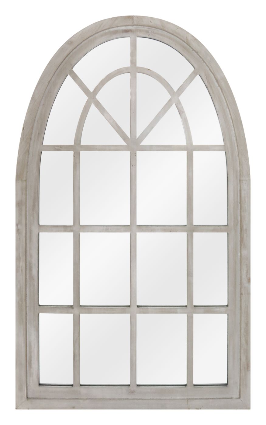 Rebounding WhiteWashed Wood 24" x 41" Arch Wall Mirror 81R51