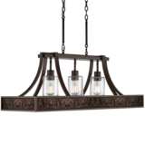 Embossed Faux Leather 36&quot; Wide Kitchen Island Light Pendant
