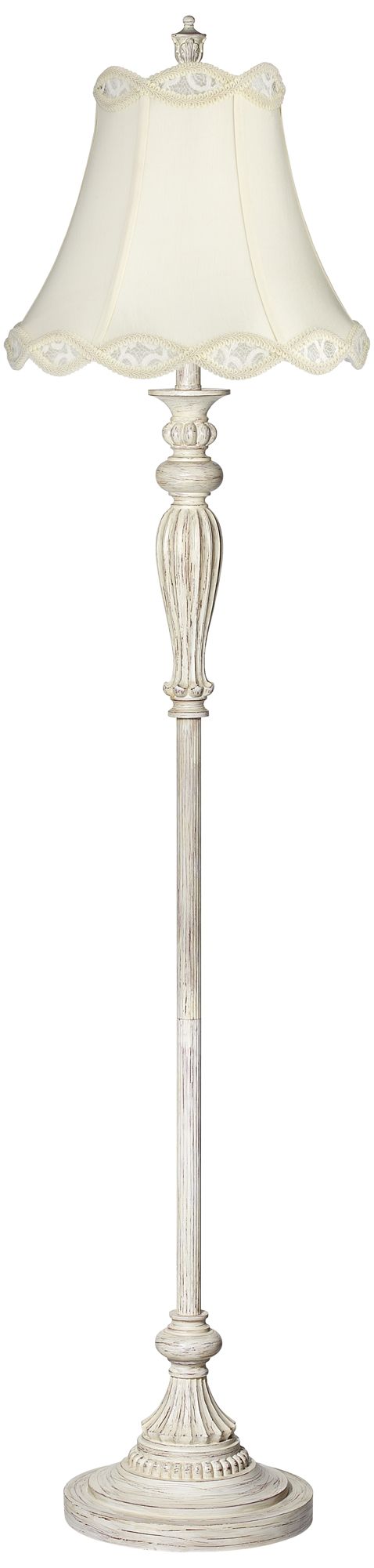 Cream Shade Vintage Chic Antique White Floor Lamp