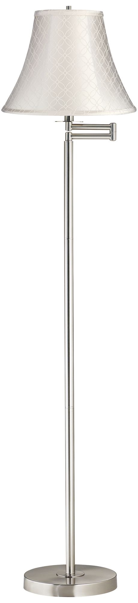 Off-White An Qing Brushed Nickel Swing Arm Floor Lamp