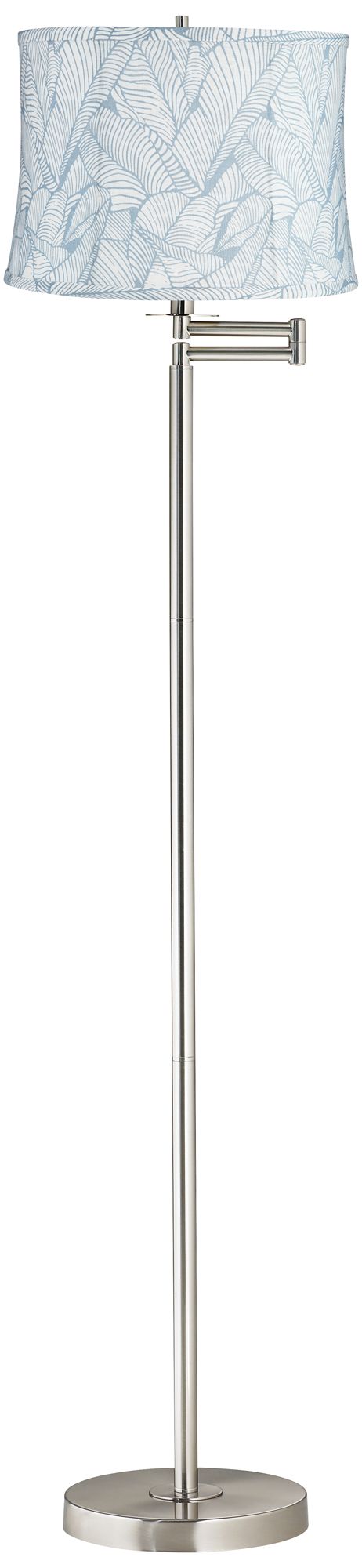 Grange Blue Brushed Nickel Swing Arm Floor Lamp