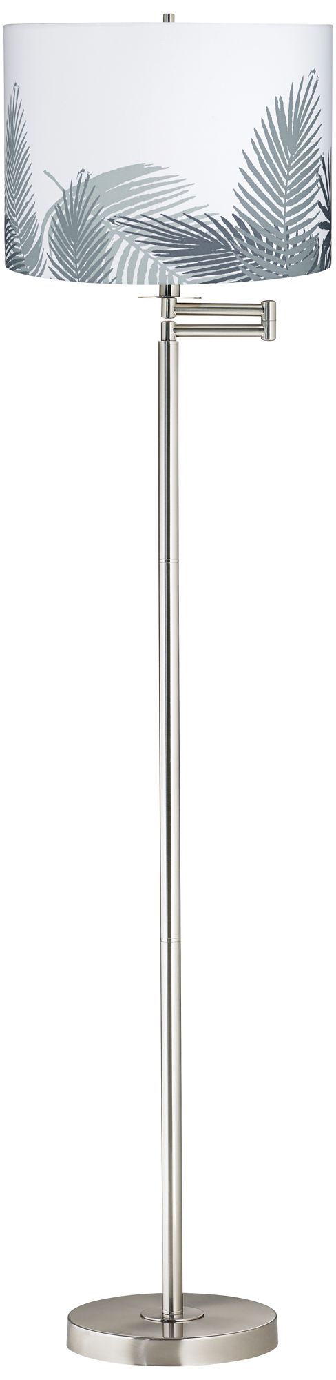 Palm Brushed Nickel Swing Arm Floor Lamp