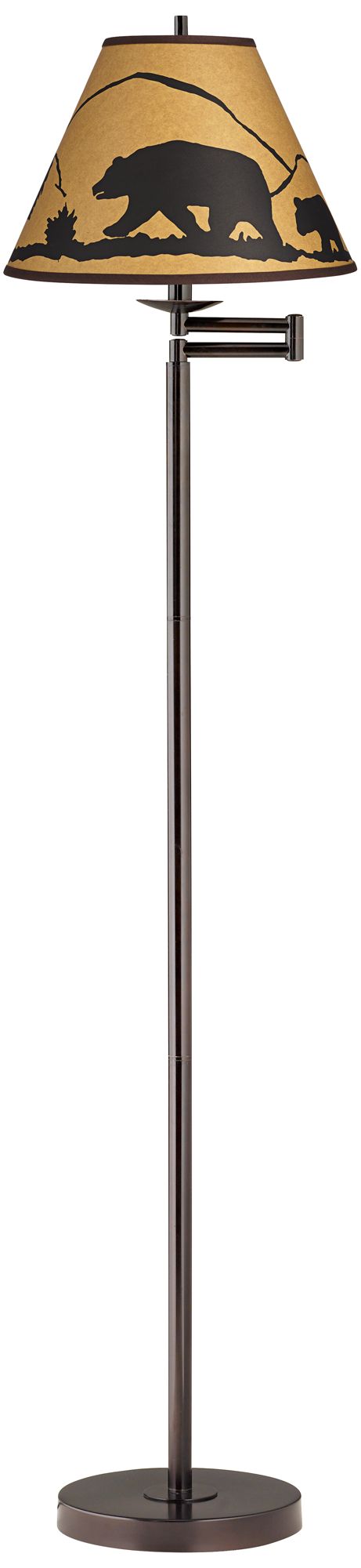 Mountain Scene Bronze Swing Arm Floor Lamp