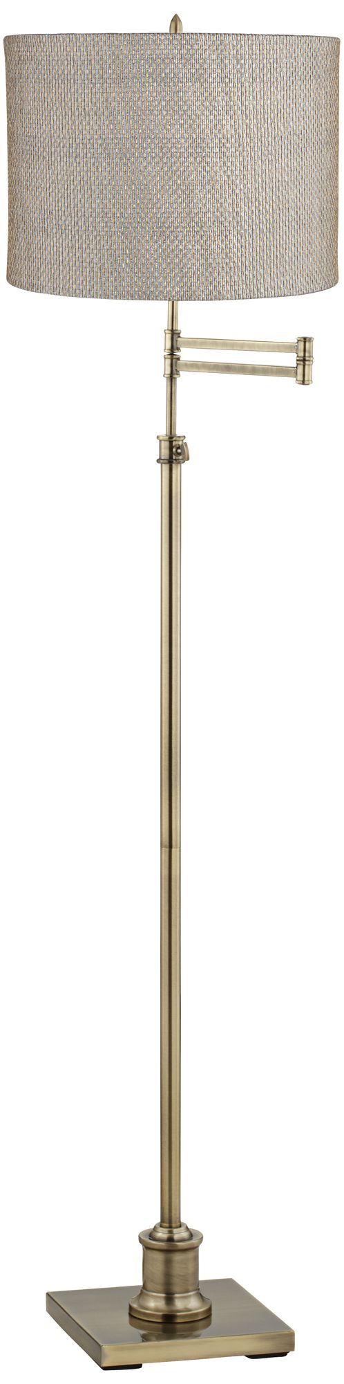 Westbury Gray And Gold Shade Brass Swing Arm Floor Lamp