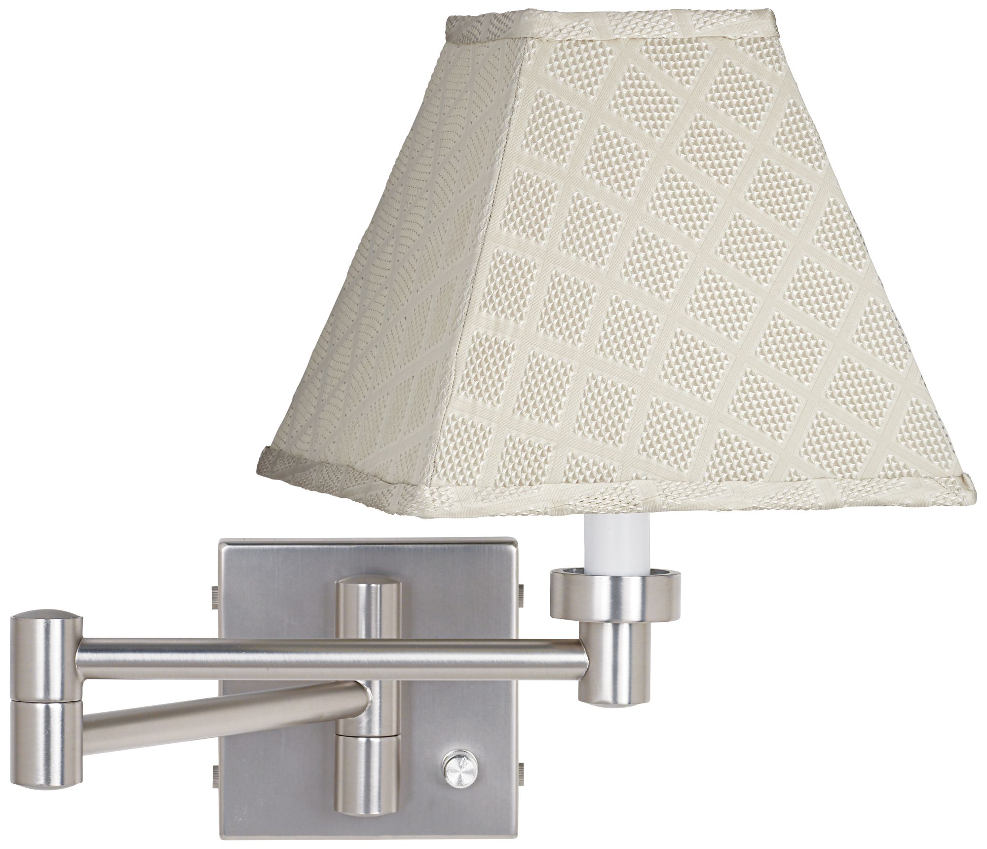 Meemaw Cream Shade Brushed Nickel Swing Arm Wall Lamp
