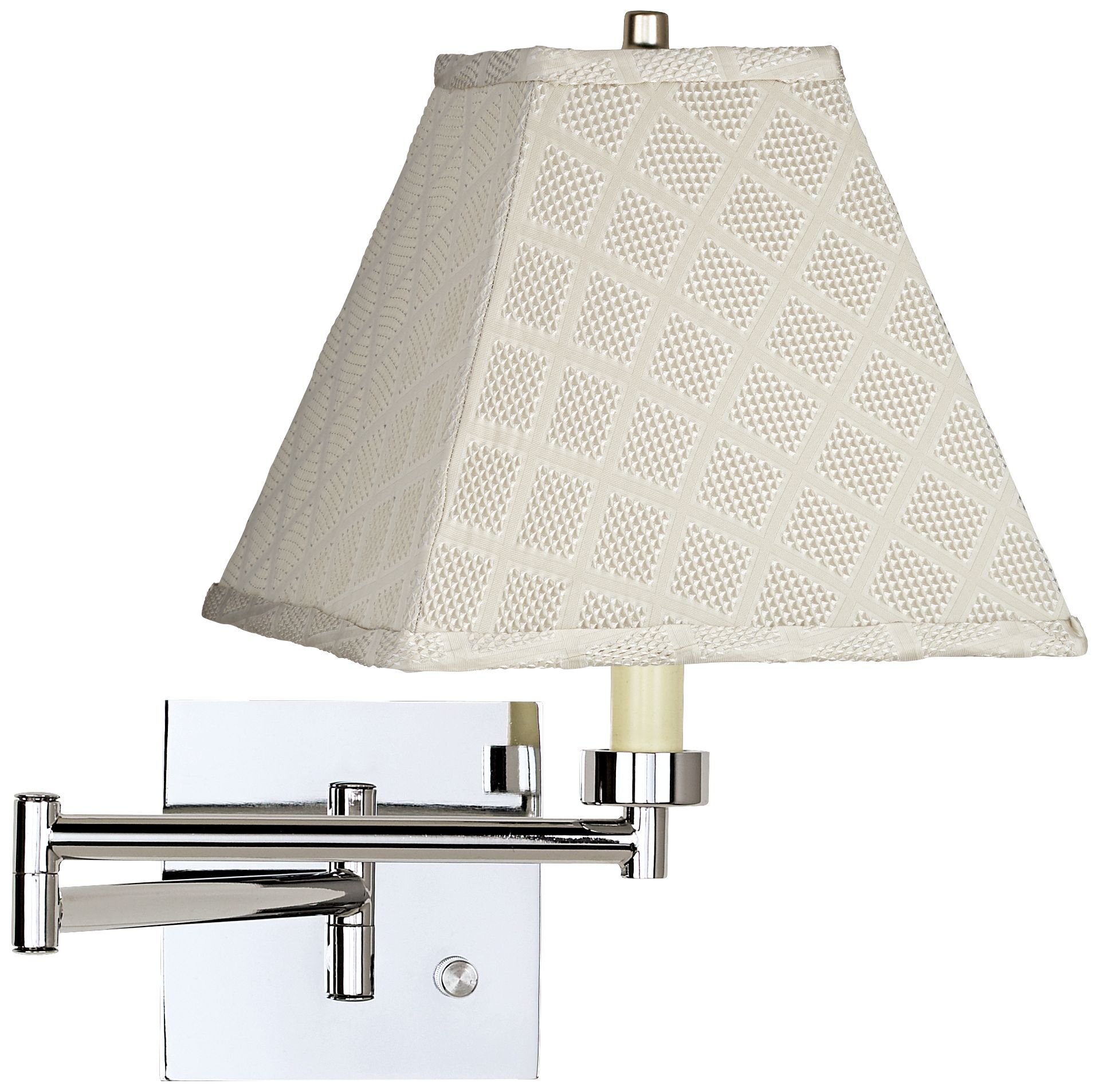 Meemaw Cream Chrome Plug-In Swing Arm Wall Lamp