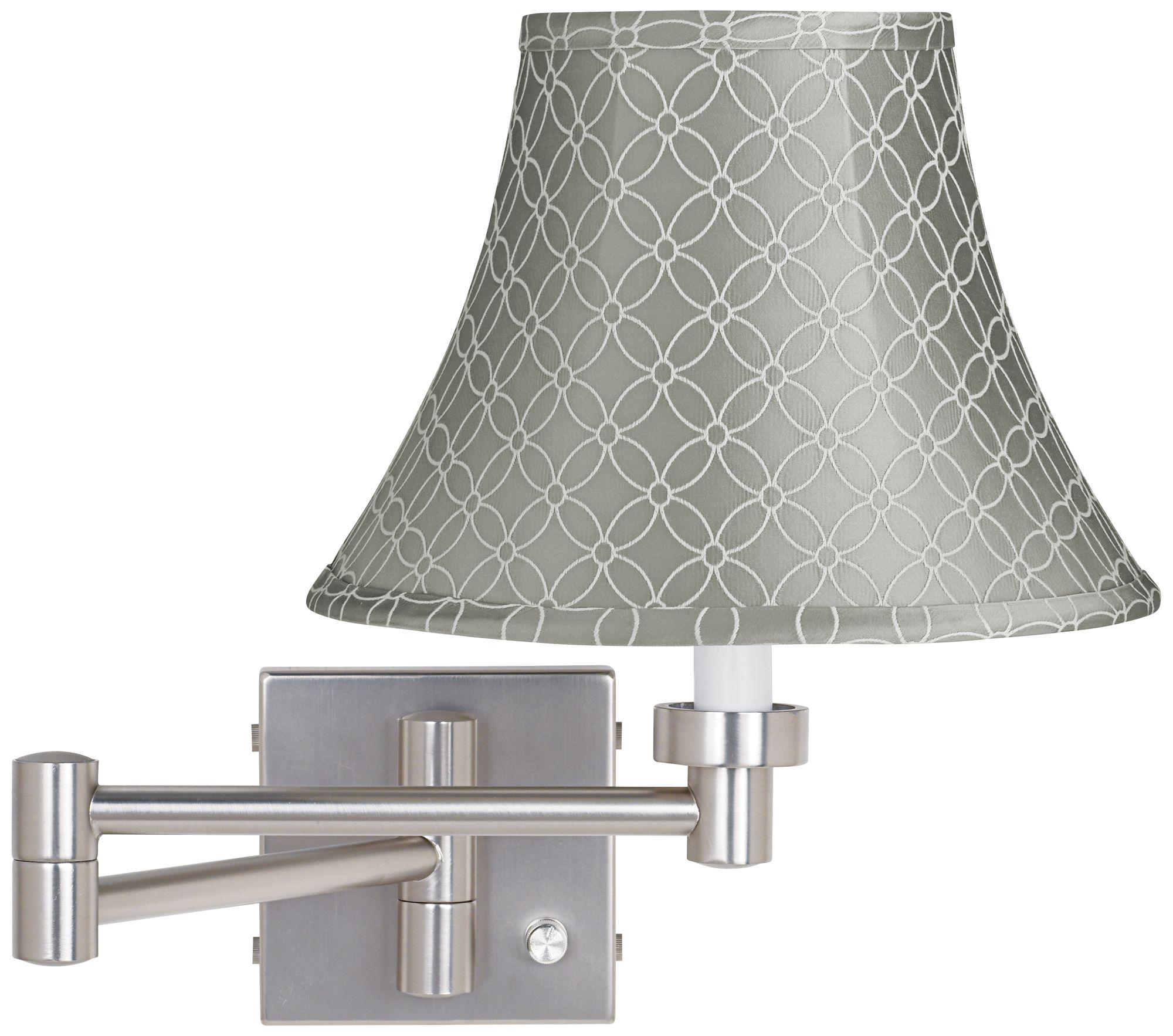 Gray An Qing Shade Brushed Nickel Swing Arm Wall Lamp