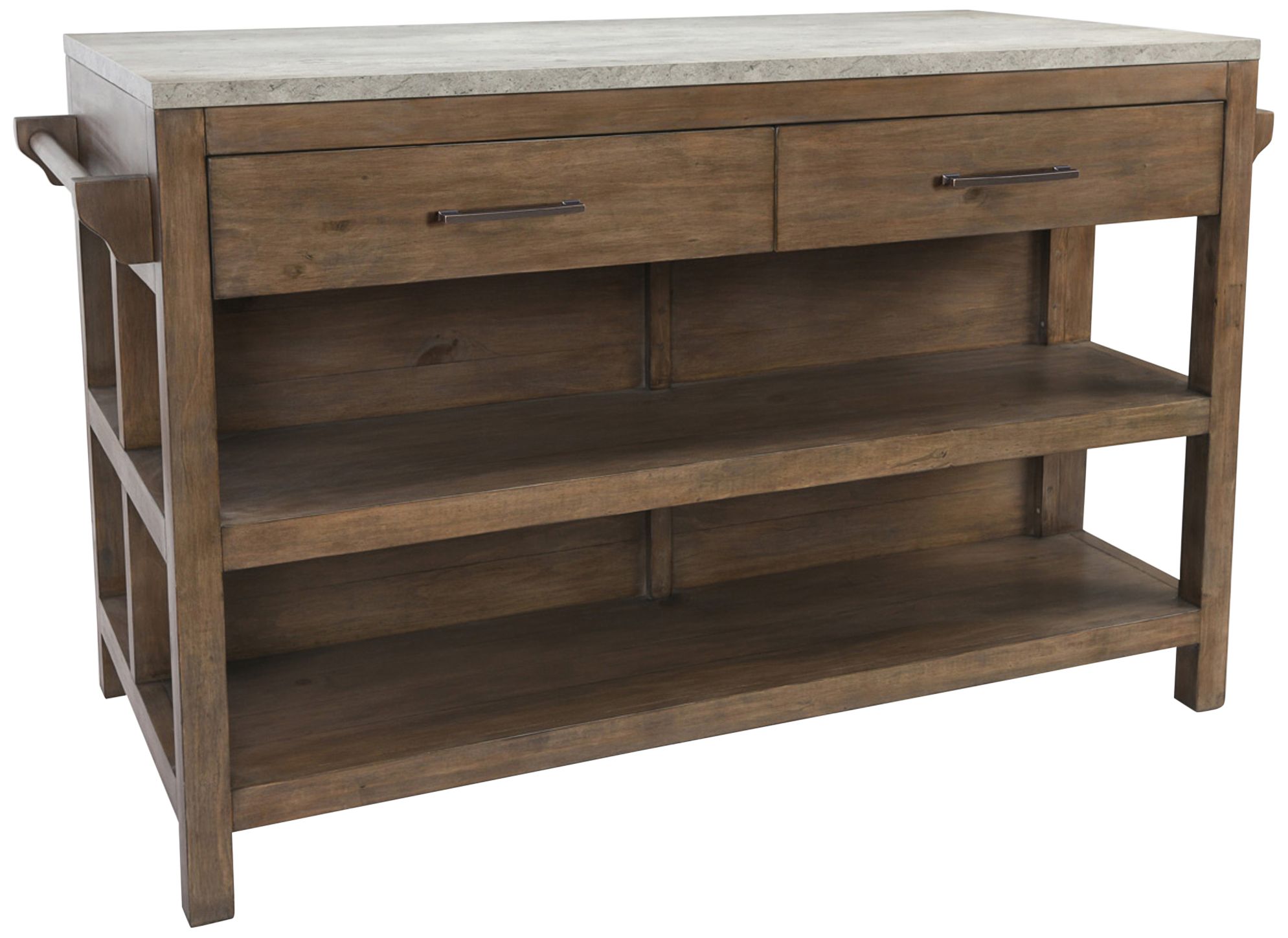 Tanner 59 3/4"W Brown Reclaimed Wood 2-Drawer Kitchen Island