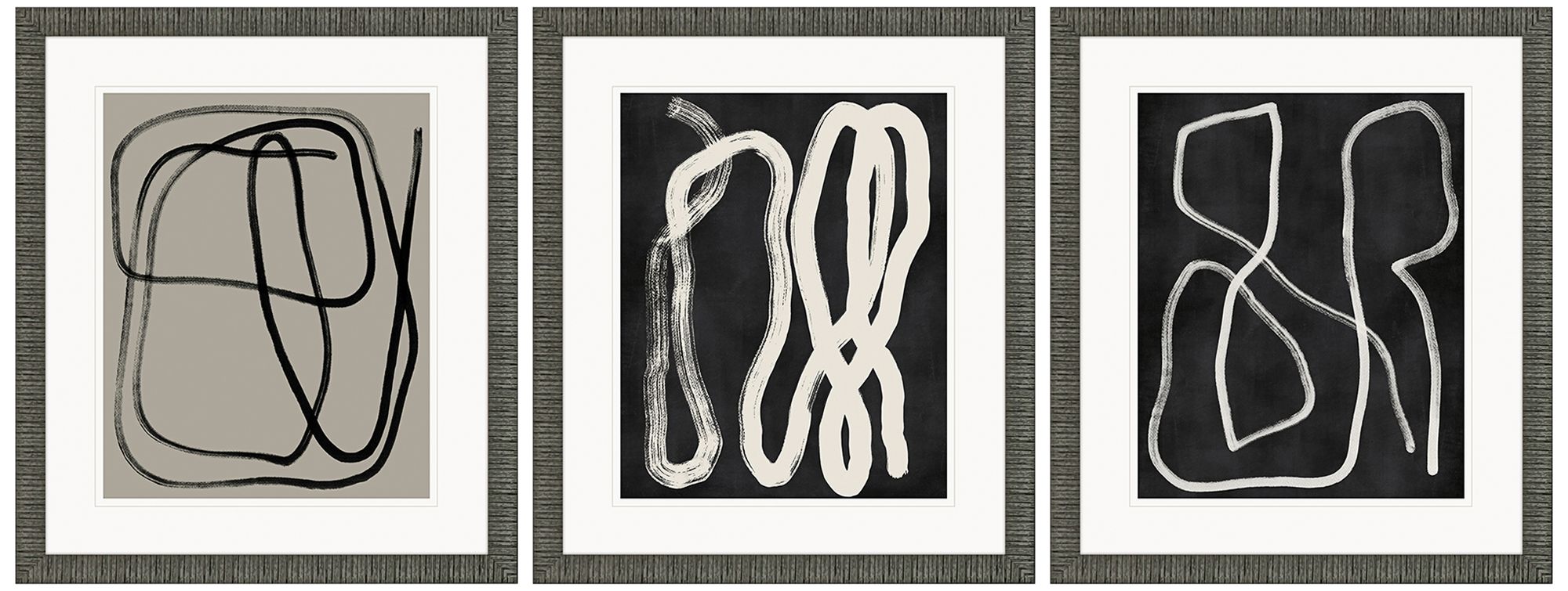 Paragon Naive Lines 20" Wide 3-piece Framed Giclee Wall Art Set