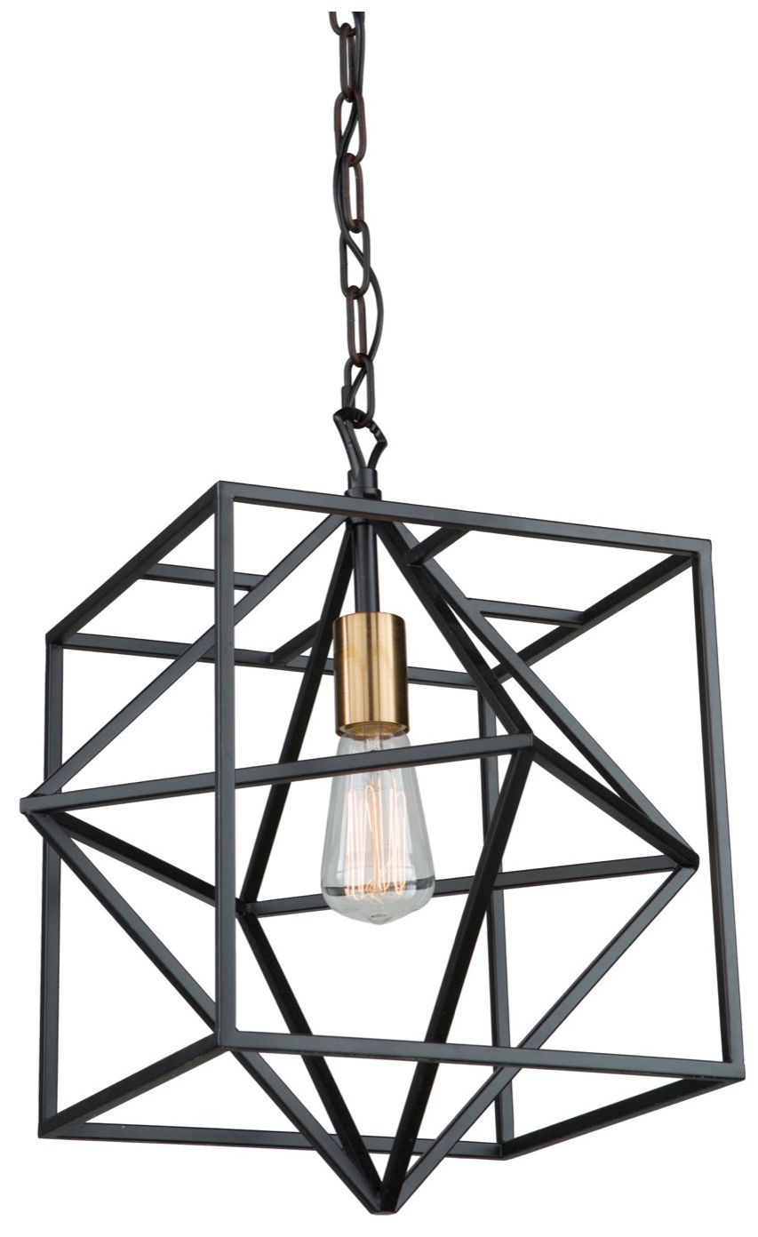 Artcraft Roxton 1-light Matte Black And Harvest Brass Metal Pendant