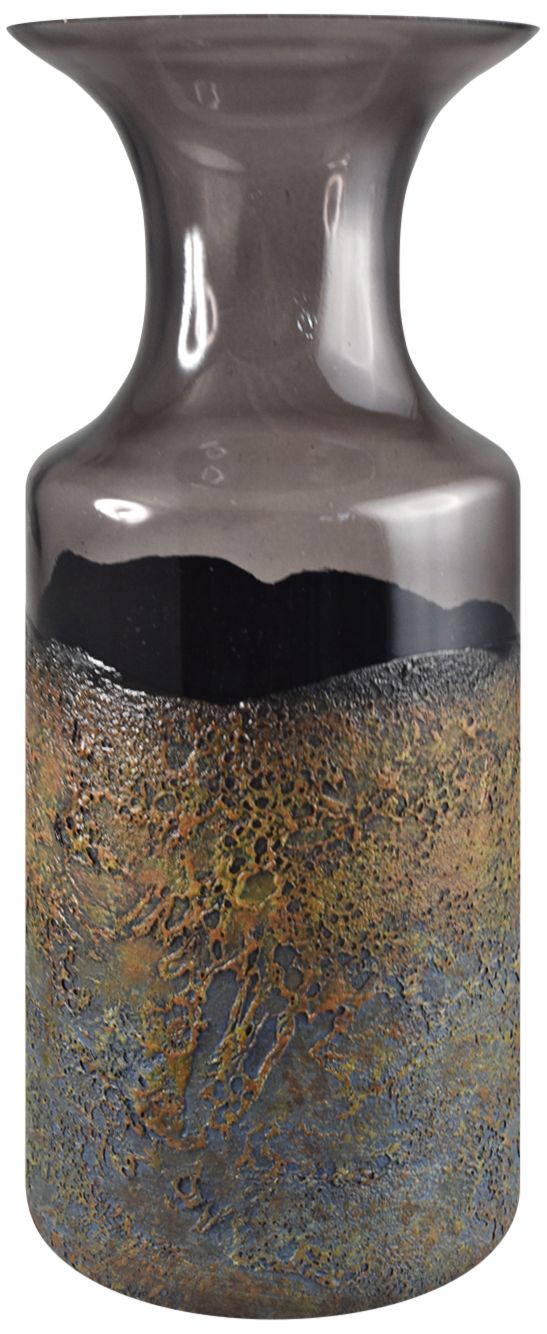 Kai 16 1/2" High Molten Earth Textured and Smoke Glass Vase