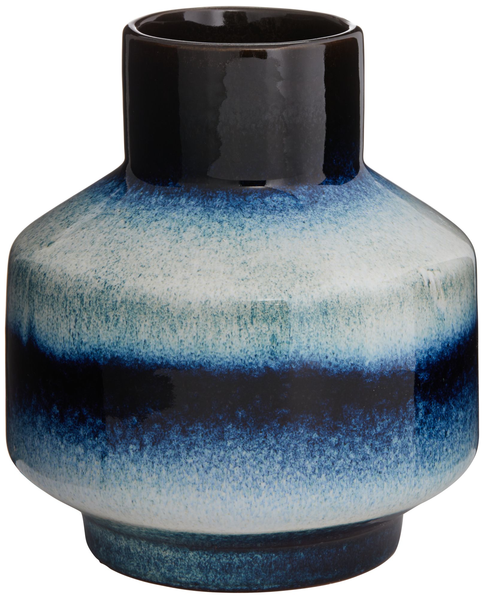 Modern 6 1/2" High Blue and Cream Ceramic Vase