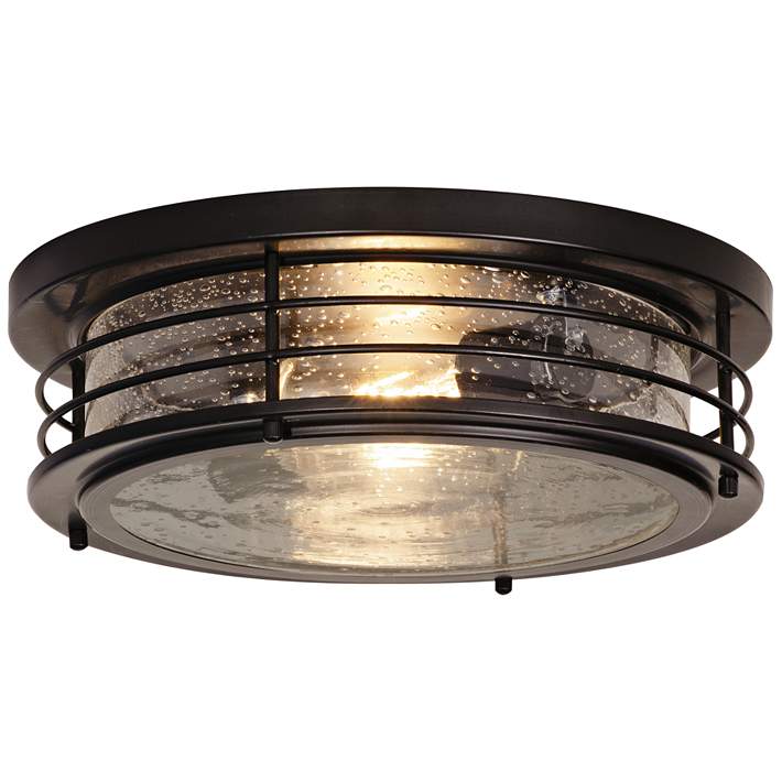 Archer 13 Wide Black Ceiling Light With Clear Glass Shade 82g66 Lamps Plus - Black Ceiling Light Flush Mount