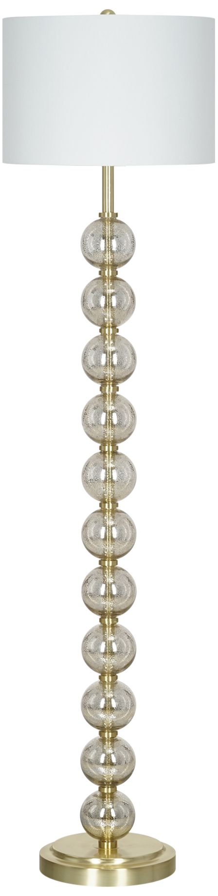 Stacked Ball Mercury Glass and Brass LED Floor Lamp