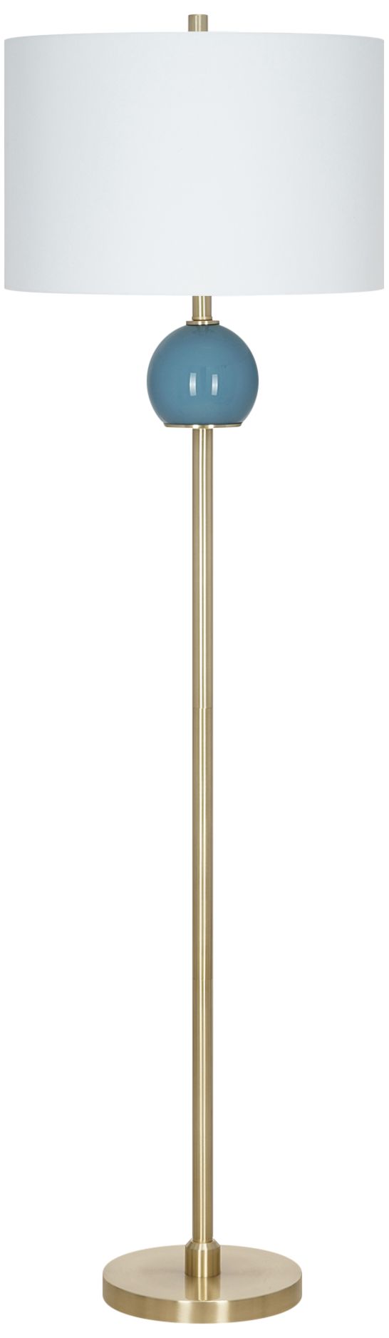 Dusk Blue Smooth Glass And Brass Metal LED Floor Lamp