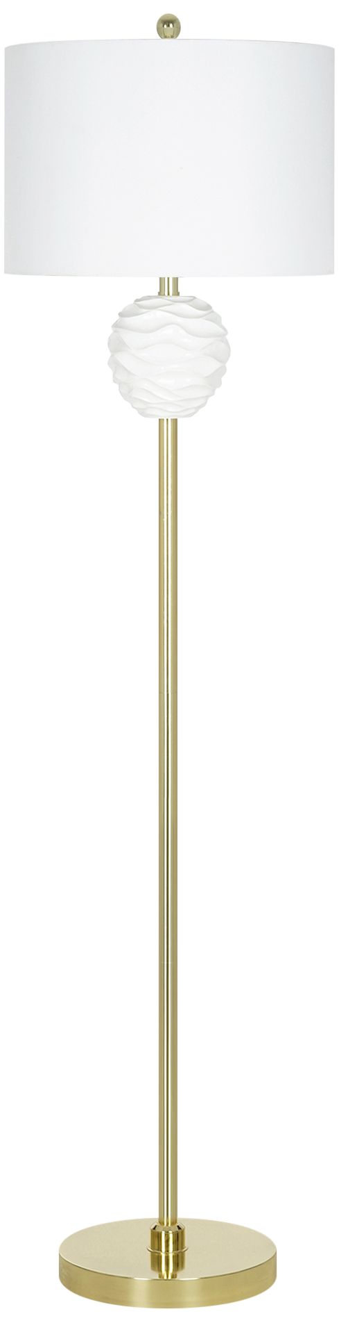 White Ruffle Textured and Brass Metal LED Floor Lamp